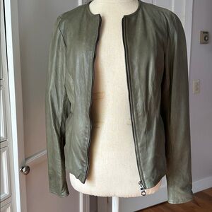 Women’s Olive Green Genuine Leather Jacket. Made in Italy.
